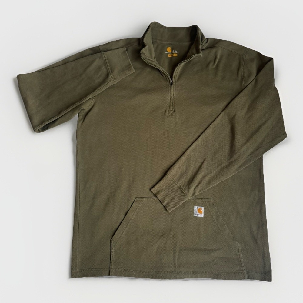 Carhartt Mens Relaxed Fit Quarter Zip Pullover Olive Green XL Tall 104428  G42 *